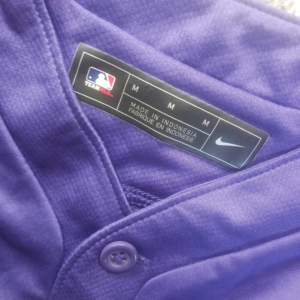 Nike MLB Colorado Rockies Purple Jersey Sz M‎ Official Team Shirt READ Fanwear